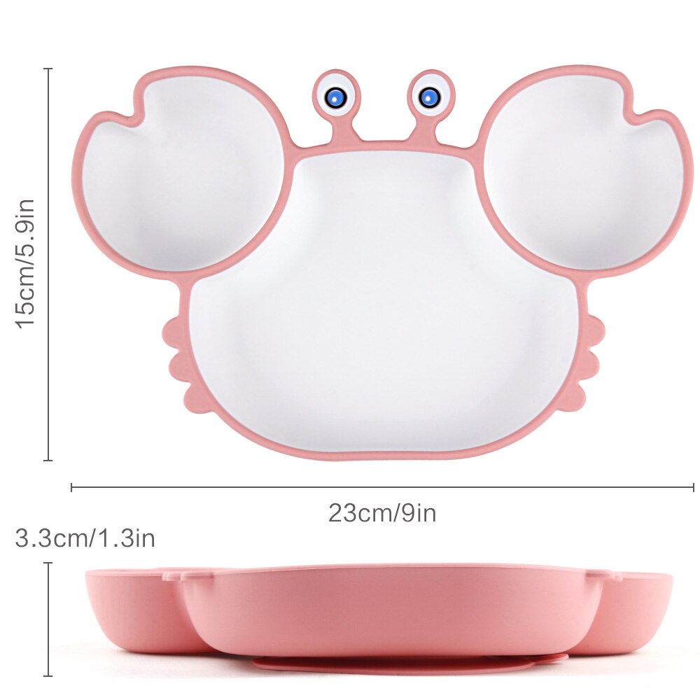 Crab Suction Cup Plate Dispensing Silicone Baby Dishes Set Children's Spoon Compartment Kids Tableware Feeding Kit Food Bowl