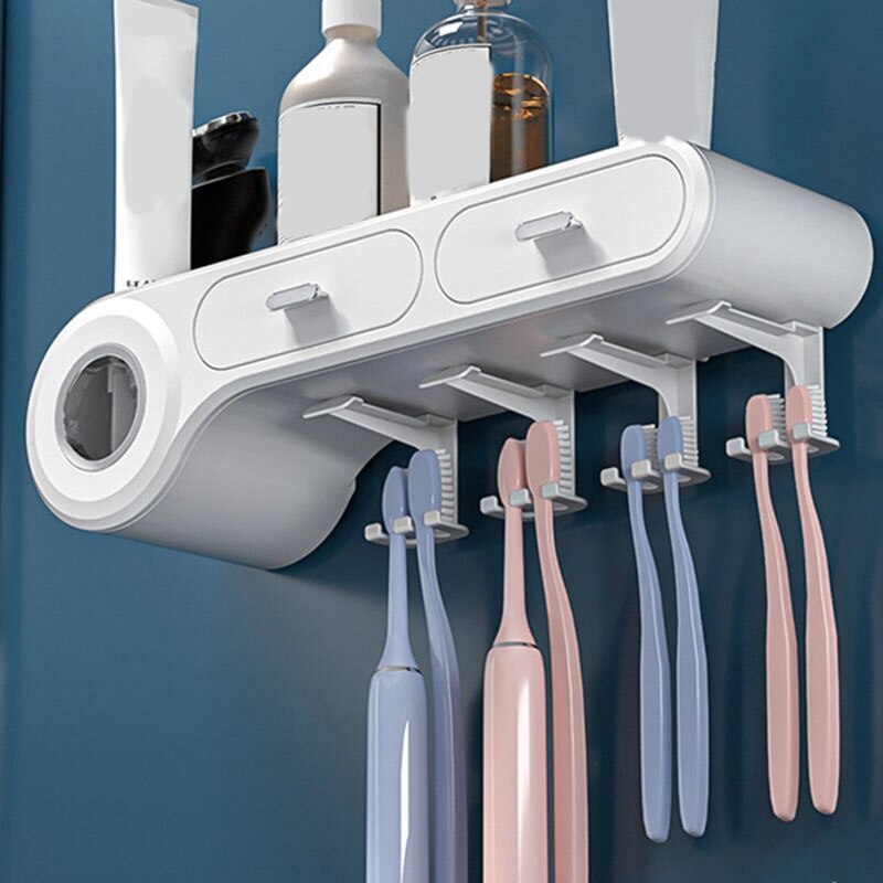 Tandenborstel Houder Voor Badkamer Multifunctionele Huishoudelijke Item Auto Tandpasta Squeezer Opslag Planken