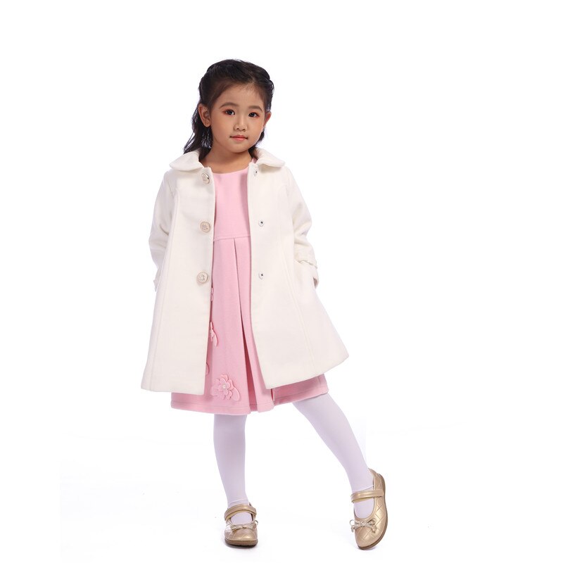 Herfst Winter Warm Wit Meisjes Jas Lente Kleding Uitloper Kids Kinderen Jassen Meisje Casual Jas Wollen Doek