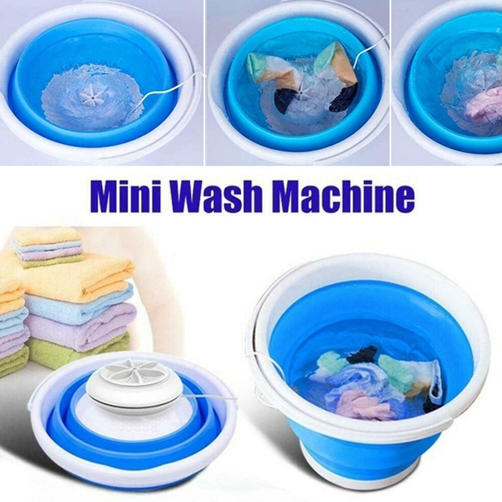 Bucket Ultrasonic Turbines Laundry Cleaner Compact Folding College Rooms Portable Apartments Camping Mini Washing Machine Tub