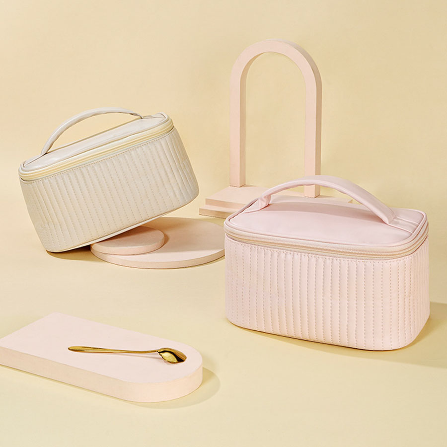 Make-uptassen voor dames Reistoilettas Leuke koffers Tas Draagbaar Effen kleur Make-up organizer Box Cosmetische tas Neceser PU-leer