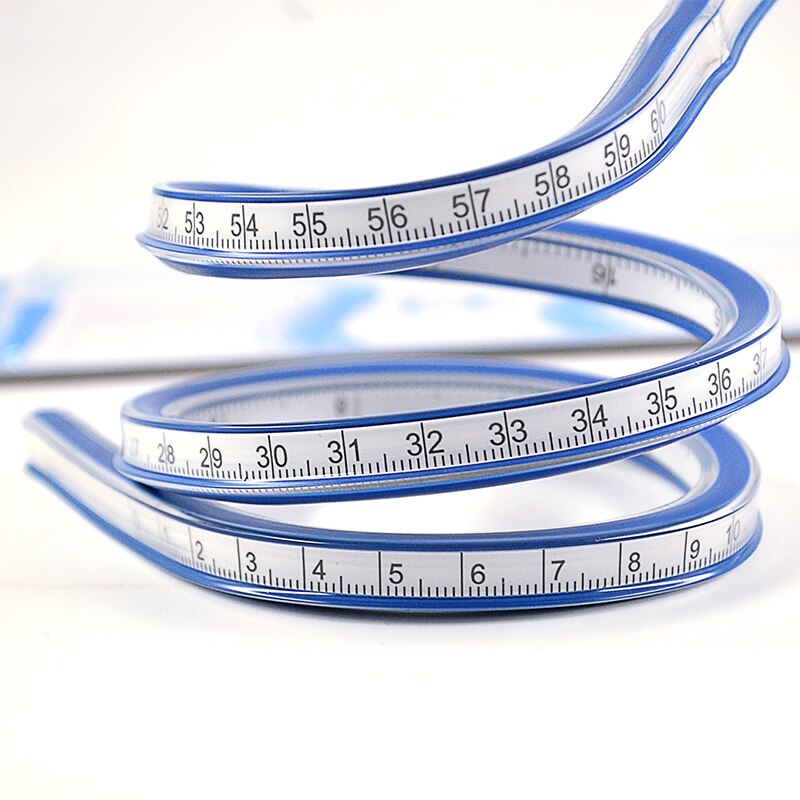 60cm/24in Flexible Curve Ruler Multifunctional Drawing Ruler Tools Woodworking Tailors Pattern Student Measuring