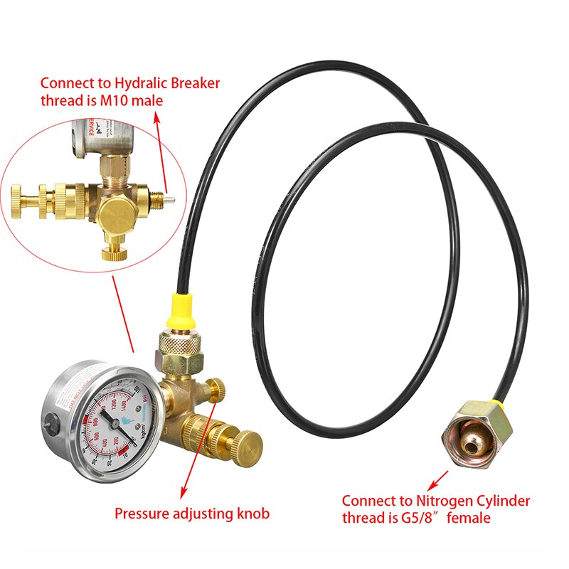 Hydraulisk akkumulator nitrogen frakt fylling gassventil test sett hydraulisk bryter hammer sett til furukawa soosan -jy04