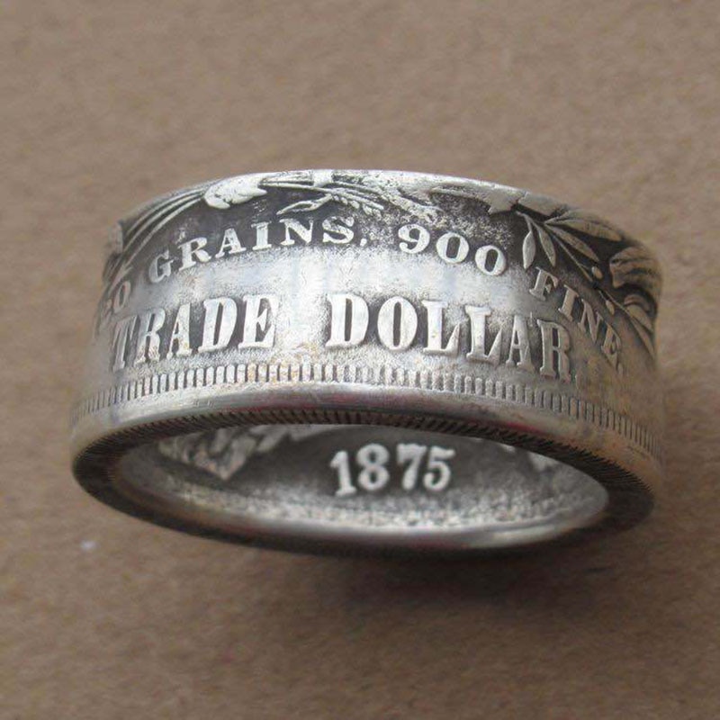 Men's Half Dollar Coin Ring Retro Punk Jewelry Men's Antique Wedding Ring Ring Male
