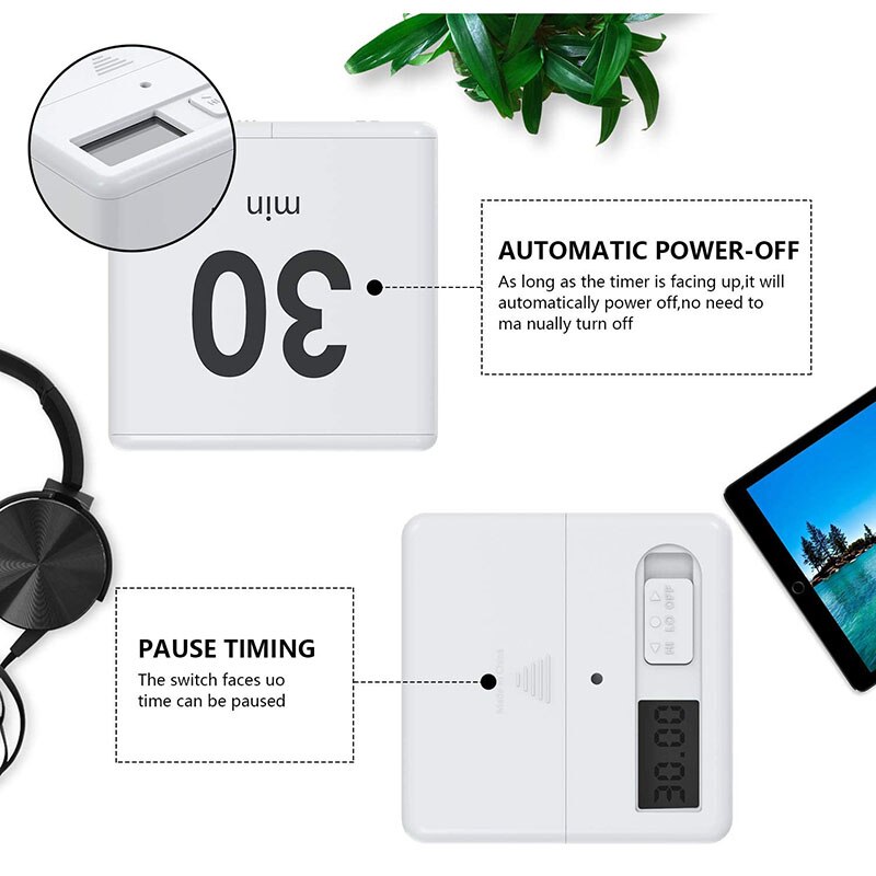 Cube Gravity Flip And Volume Adjustable Kitchen Timer For Kids And Adults Baking Cooking Alarm Clock