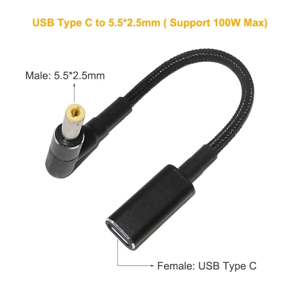 100 W Laptop-Ladegerät-Adapter Typ C auf universellen 5,5 x 2,5 mm Notebook-Ladeanschluss, Multifunktions-DC-Buchse, DC-Netzteil