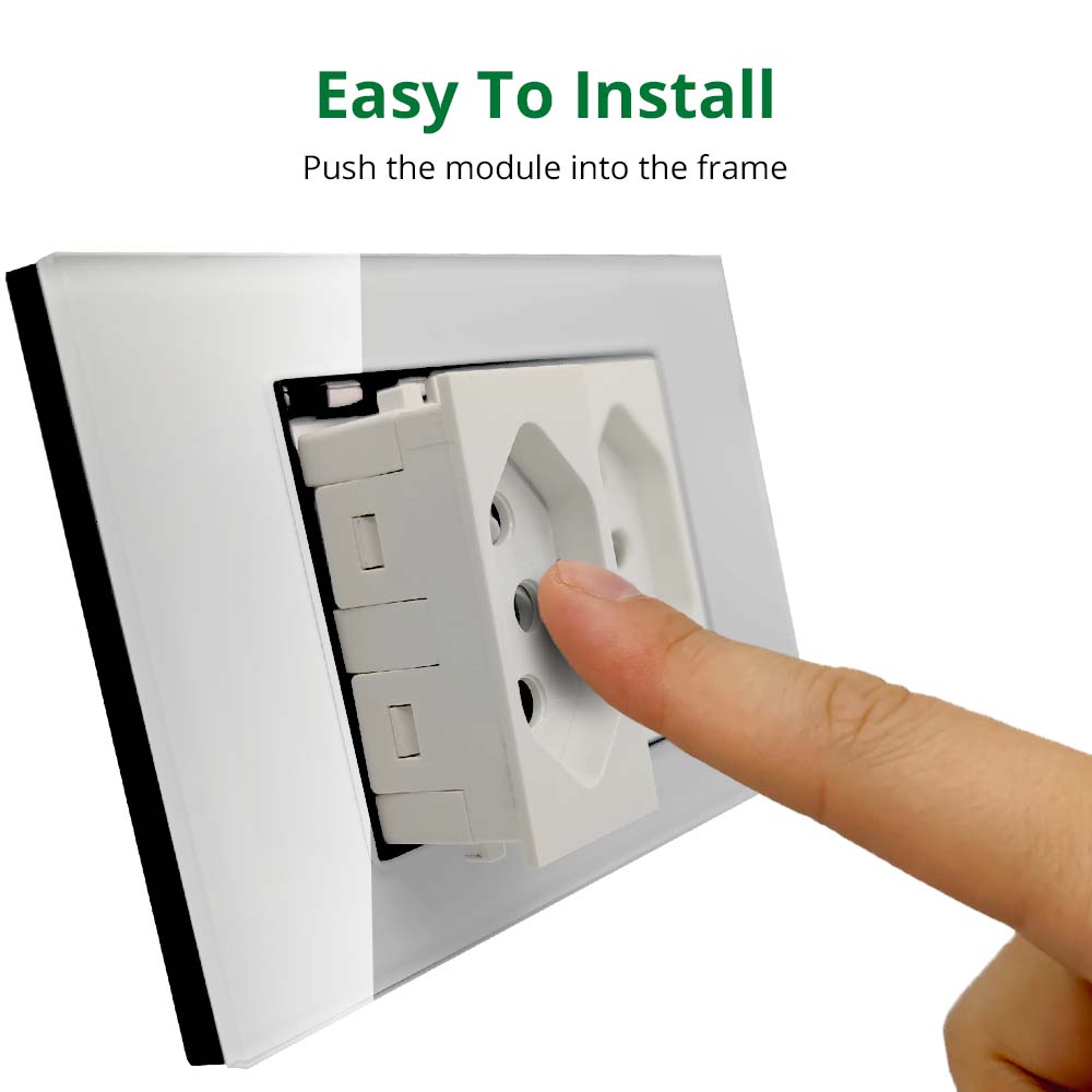 Wallpad DIY White Tempered Glass Panel Wall Light Switch EU UK Italian Brazil Socket Free Combination 118*75mm Module Frame Only