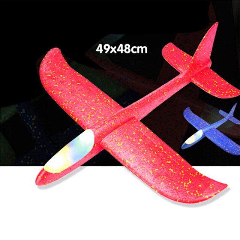 1 Uds. Pequeños y de goma, modelo de avión de lanzamiento manual, Avión de juguete de inercia Led, Avión de vuelo ligero, lanzamiento, planeador