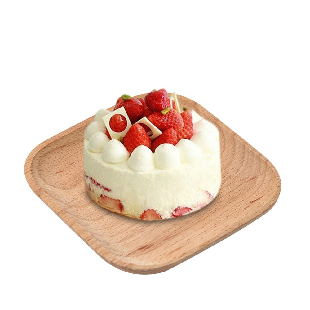 Rund / fyrkantig form trä tallrik fat för hem hotell skola tårta dessert serveringsbricka trä sushi tallrik servis servis: Fyrkant