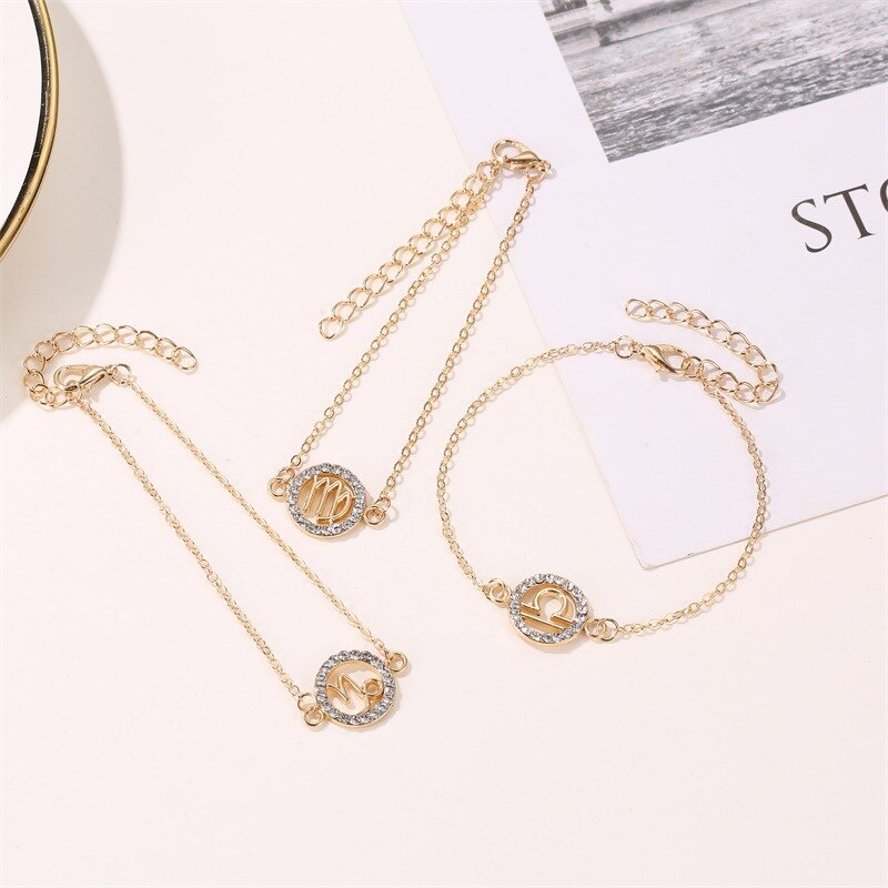 Wrap Armband Twaalf Sterrenbeelden Armband Gouden Weegschaal Schorpioen Maagd Vrouwen Stijl Wrap Armband Sieraden