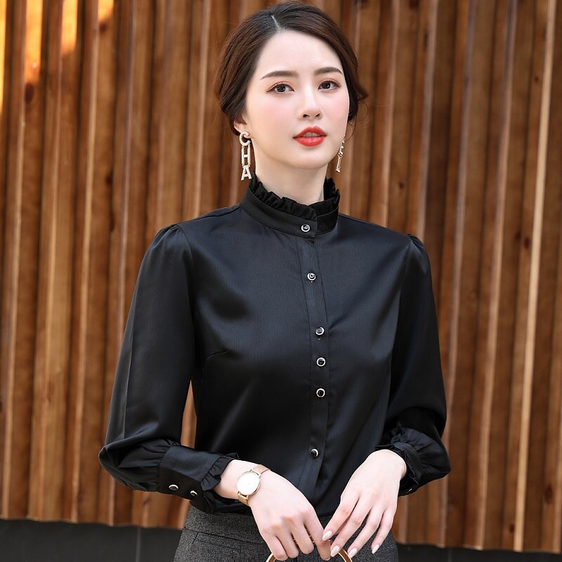 Women shirt Slim autumn Long sleeve OL Formal Business Blouses & Shirts Woman6210