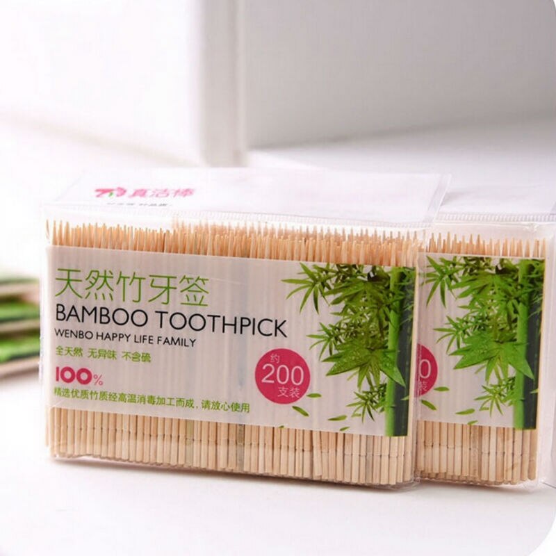 200 Stks/zak Bamboe natuurlijke milieuvriendelijke Tandenstokers Orale Houten Tooth Pick Care AU352