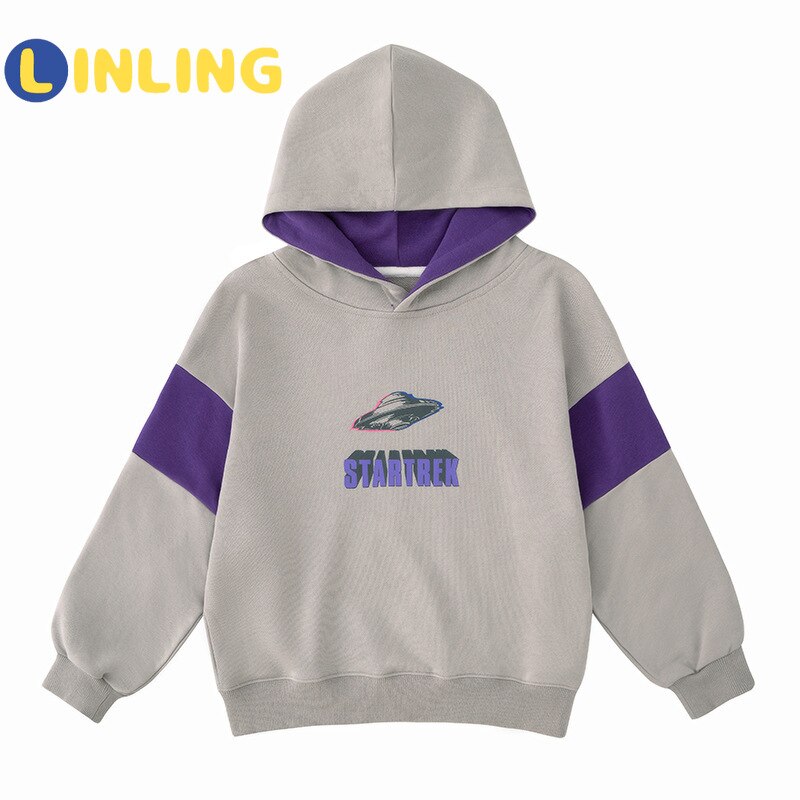 LINLING Cotton Letter Boys Sweatshirt Kids Hoodies Autumn Clothes Long Sleeve Cartoon Top Tees Children Clothing V254