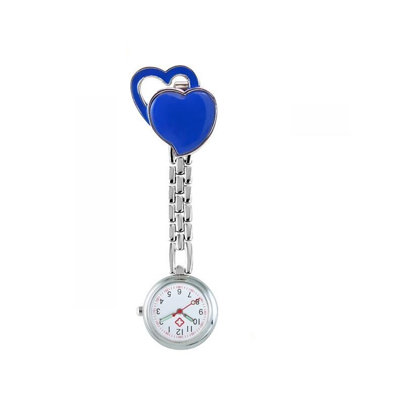 10 stuks/partij dubbele liefde hartvormige dames dames verpleegster zakhorloges kleine schattige quartz hanghorloges legering horloge
