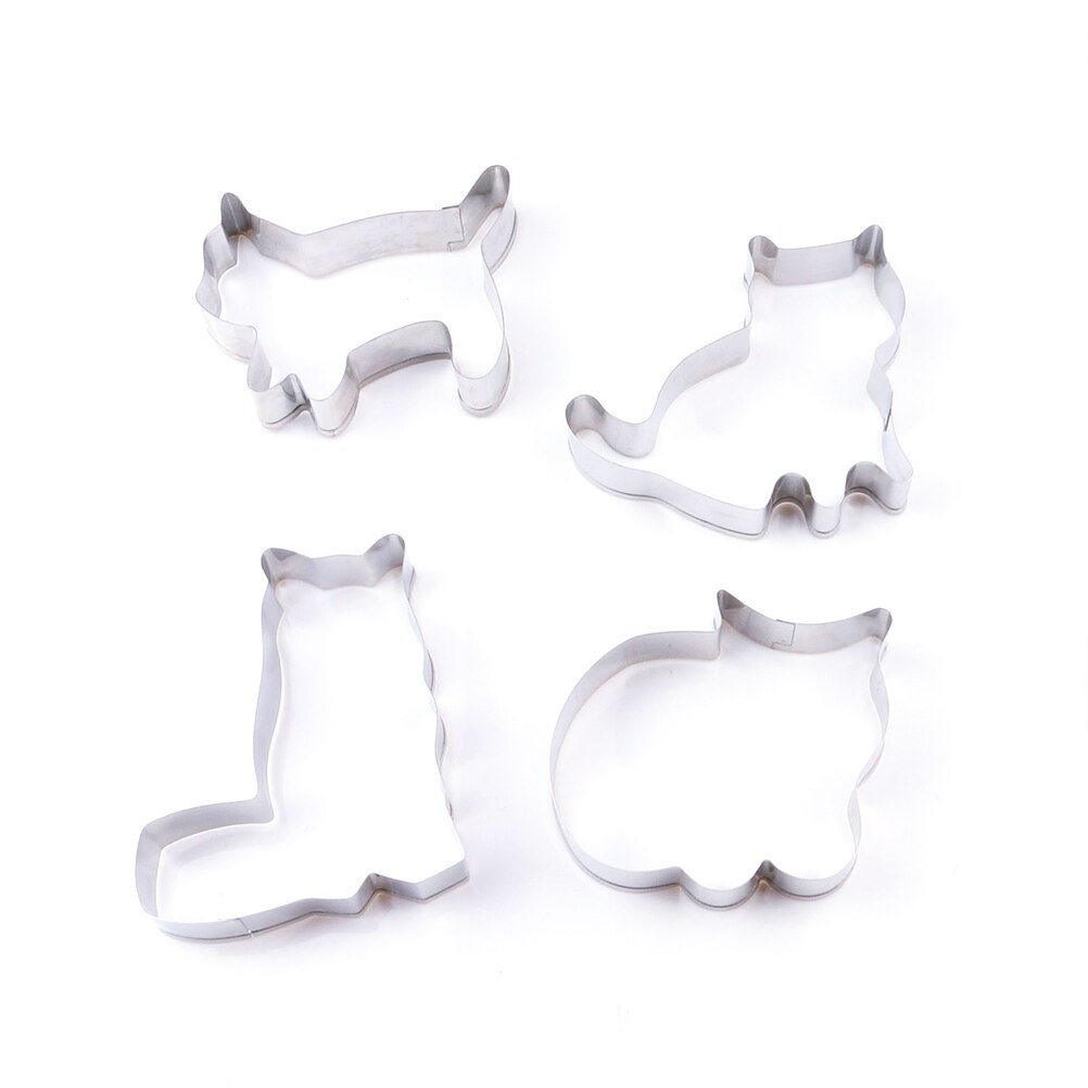 Koekjesvorm van roestvrij staal in de vorm van een kat, fondant, koekjes, doe-het-zelf, suikerknutselwerk, kat 3d , koekjesvormpjes, taartgereedschap