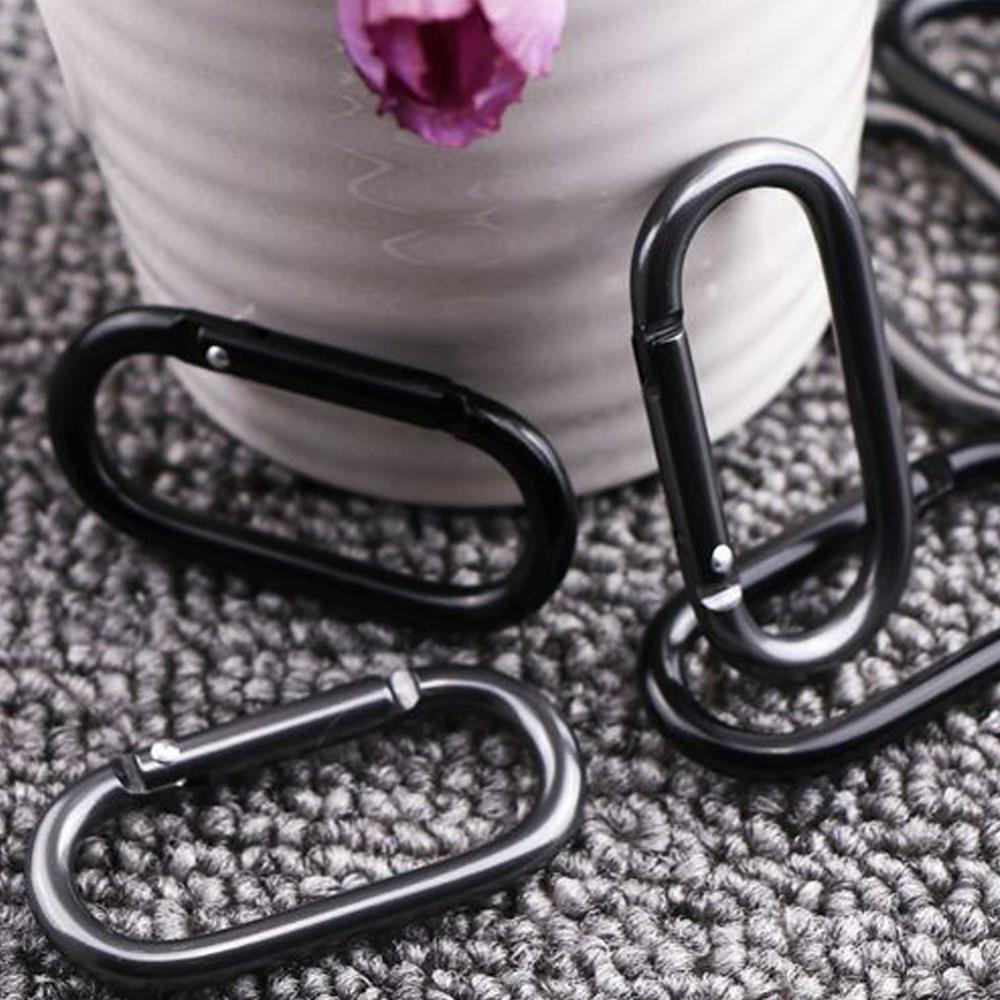 5/10/20pcs oval stainless steel spring hook carabiner quick link lock loop hook keychain rock climbing safety buckle equipment