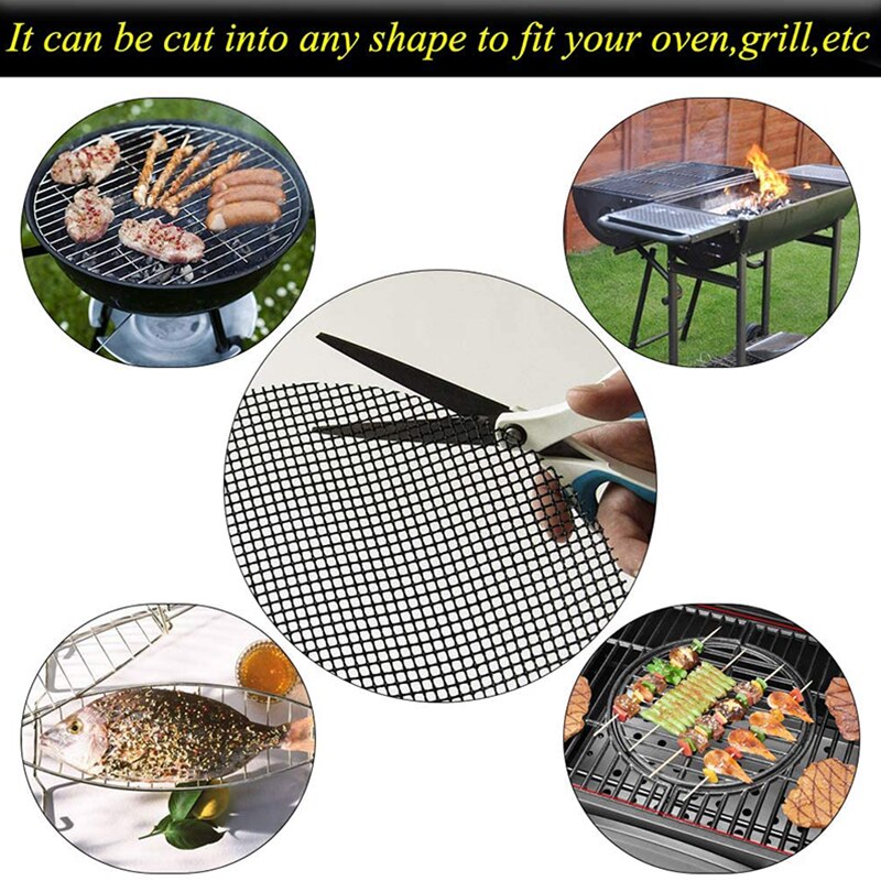 Tapis de cuisson, feuille de cuisson et Grill résistant à la chaleur, BBQ en mailles antiadhésives, accessoires pour Barbecue en fête, 40x30cm