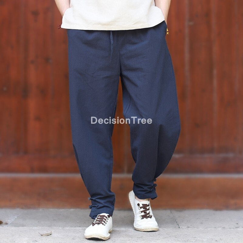 2021 stile cinese kung fu tai wushu pantaloni uomo pantaloni da jogging pantaloni da uomo streetwear pantaloni casual da uomo pantaloni hip-hop in lino allentato: M / color2