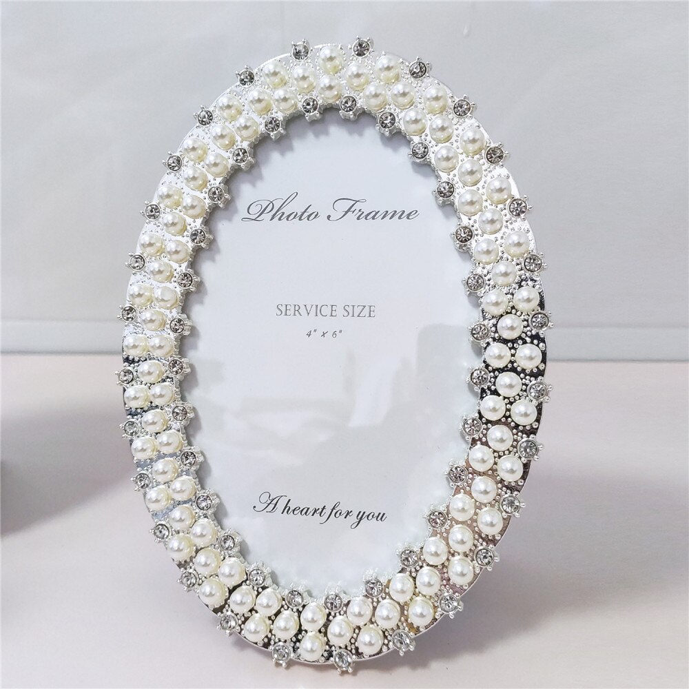 3/4/6/7 Inch Desktop Fotolijst Witte Parel Creatieve Bruiloft Fotolijst Strass Fotolijst home Decoratie