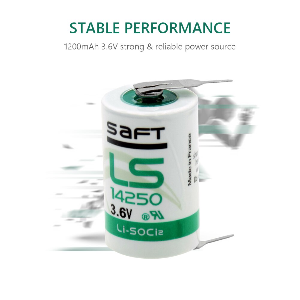 4Pcs LS 14250 LS14250 1/2 AA 1/2AA 3.6V 1200mAh PLC Lithium Battery R6 ER14250 Batteries For Water Meter With Pins