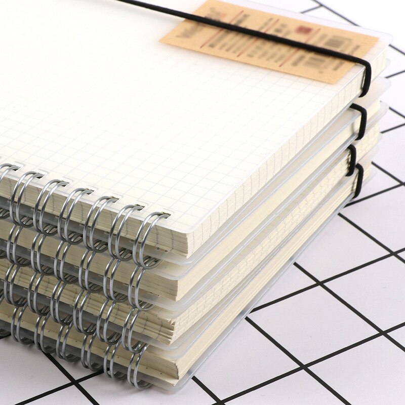 A5 Spiral Transparent Cover Notebook Papelaria Stationery Small Diary Notepad Dotted Grid Blank Planner Agendas School