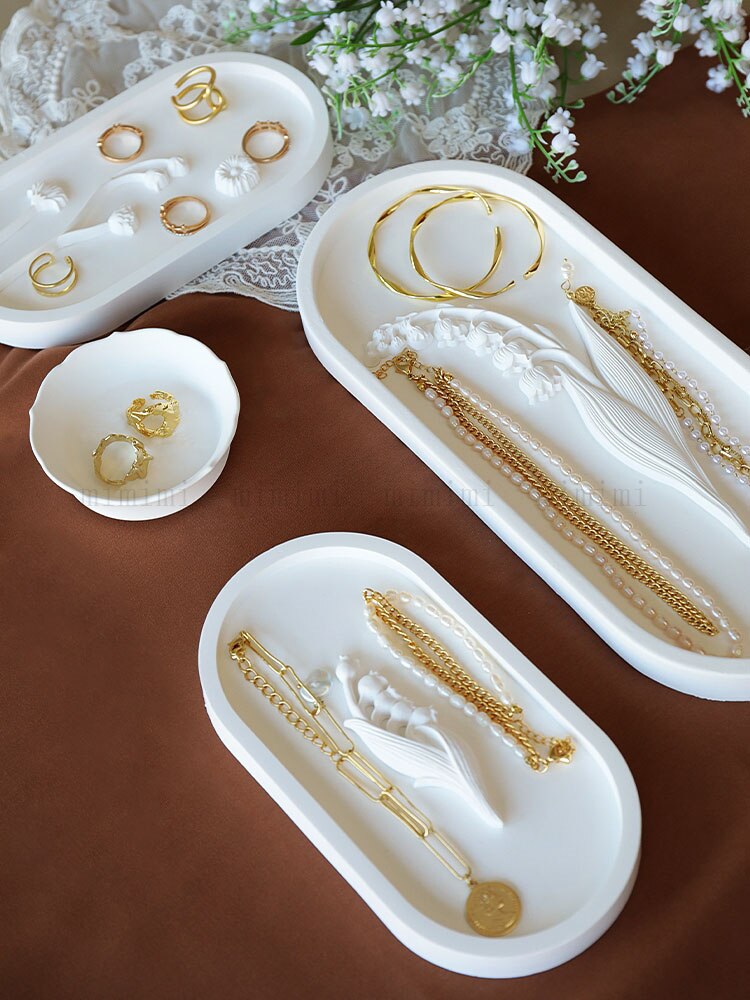 Silicone Oval Tray Mold for Concrete Coaster Jesmonite Mold Concrete Round Tray Mold Candle Tray