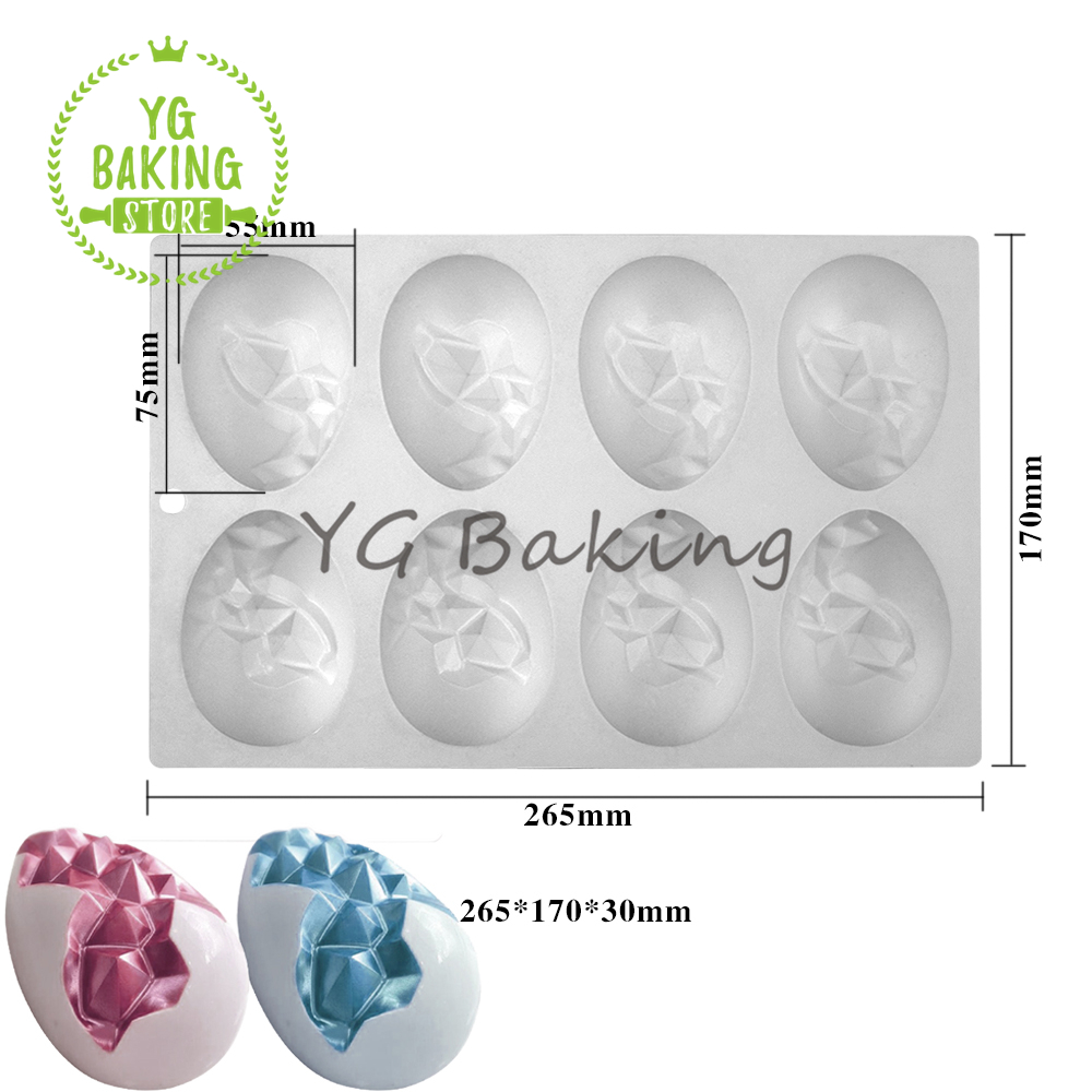 Dorica, varios huevos de Pascua, de molde para Mousse de Chocolate, bricolaje, rompible, molde de silicona para dulces, herramientas de decoración de pasteles, utensilios para hornear: Azul cielo