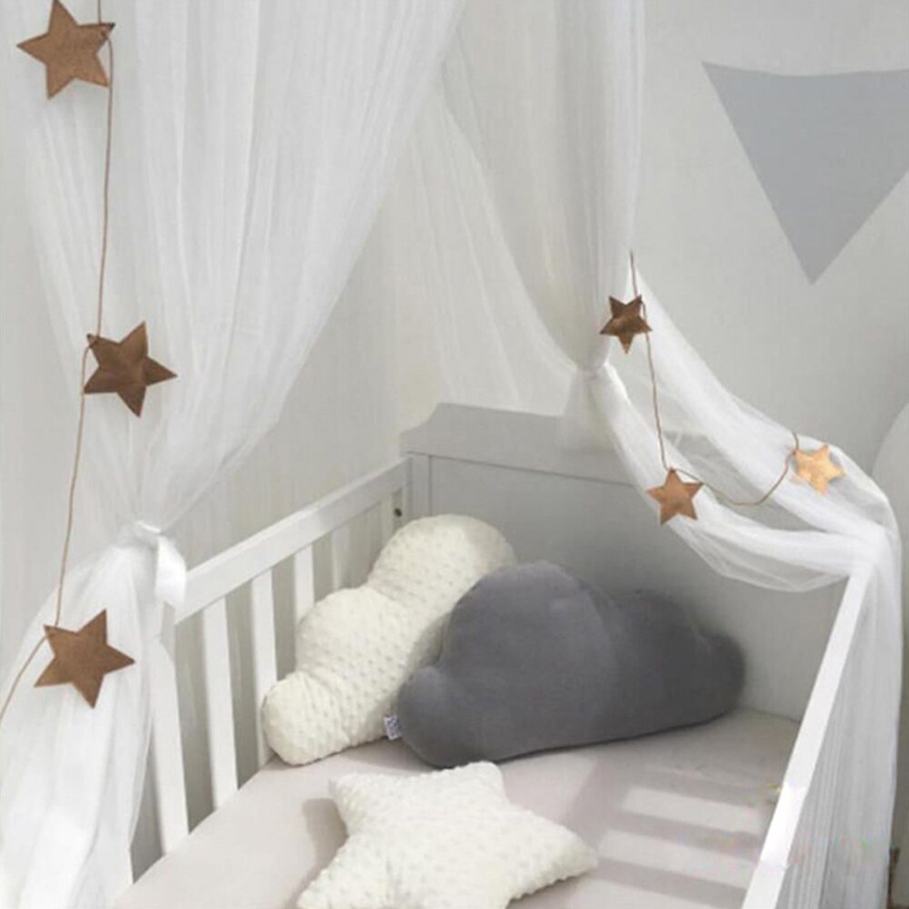 Hængende baby sengetøj kuppel myggenet spædbarn chiffon netting runde baldakin dcoration telt kontrol afvis myg hjemmeindretning