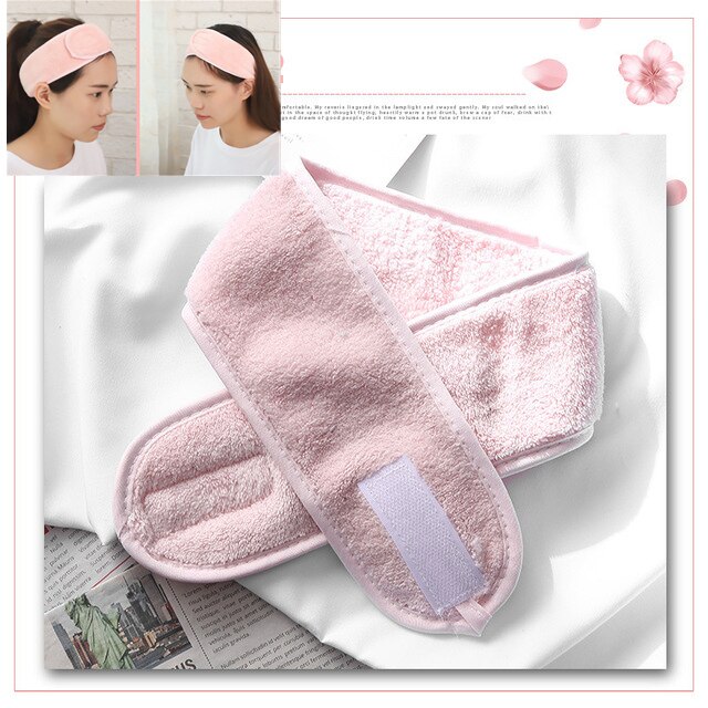 1 st rosa kosmetiska pannband mjuka elastiska hårband hårsnören för att tvätta ansiktet dusch spa sminkverktyg magiska tejp smink hårband
