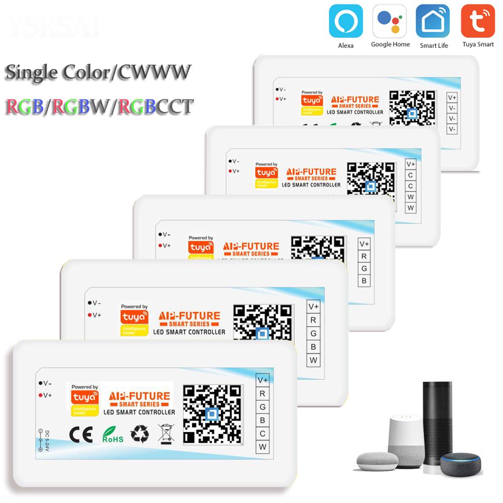 DC 5-24V Wifi Smart Controller Alexa Google Home Voice Single color/CCT/RGB/RGBWW/RGBCCT LED Strip Lights Change/Dimmer/Timer