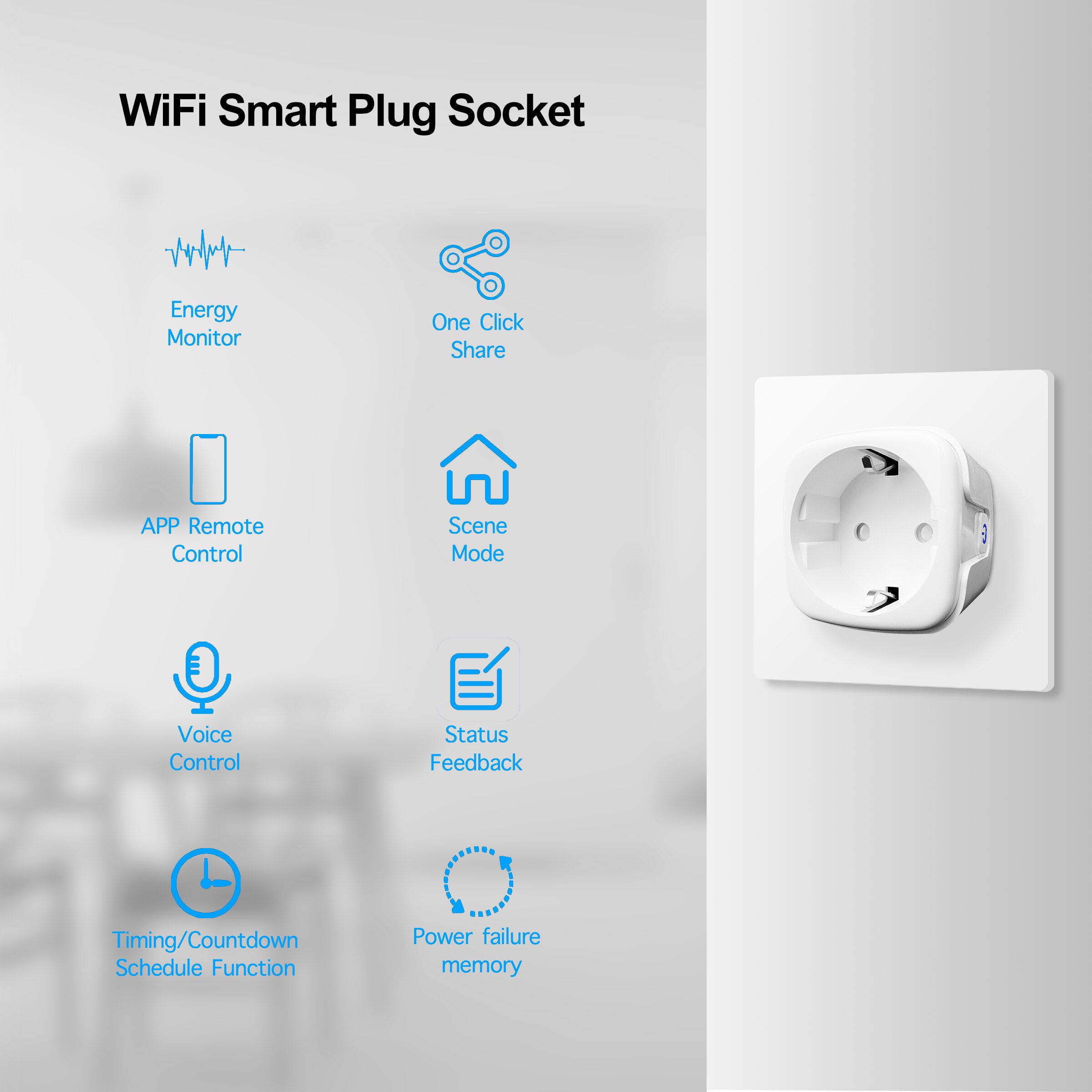 Tuya 16A 20A EU inteligentne gniazdo inteligentna wtyczka WiFi z monitorowaniem mocy funkcja odliczania czasu sterowanie głosem Alexa Google Assitant