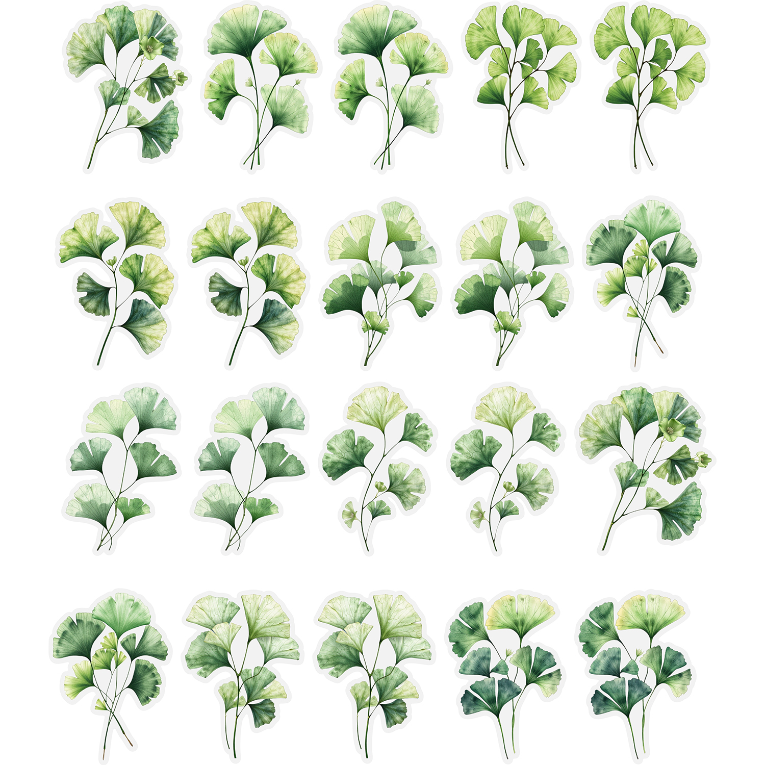 20 Stück PET Botanical Leaf Aufkleber Junk Journaling Aufkleber DIY Scrapbooking Zubehör, selbstklebend für Tagebücher Scrapbooking: Gelb