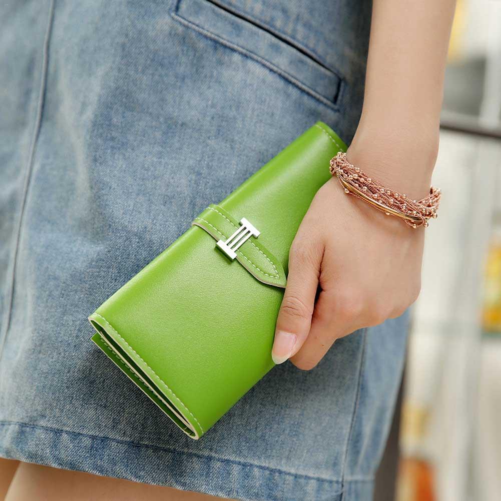 Le donne di Stile Coreano Sacchetti di Frizione Grande Capacità di Schede Multi Moda di colore Solido Lungo di Sera Del Raccoglitore Pochette Borsa Borsa Ragazza borsa: Luce Verde