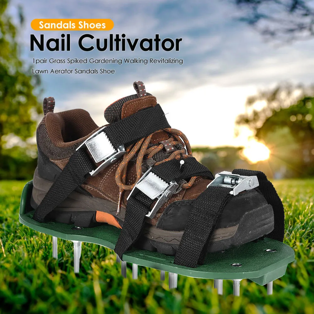 Chaussures à ongles de jardin auto-tombantes, outil de sol avec aérateur de pelouse à ongles, pointes, sandales de culture de jardin, 1 paire, 2 paires
