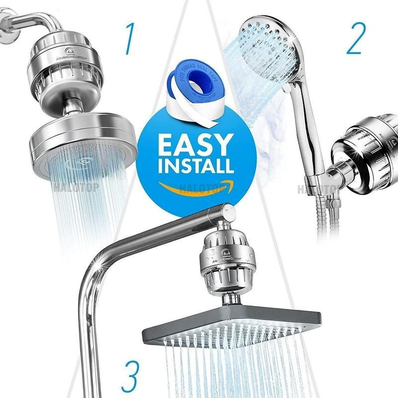 15-traps douchewaterfilter, keukenkraanfiltratie, verwijder chloor zware metalen gefilterde douchekop verzacht voor hard water