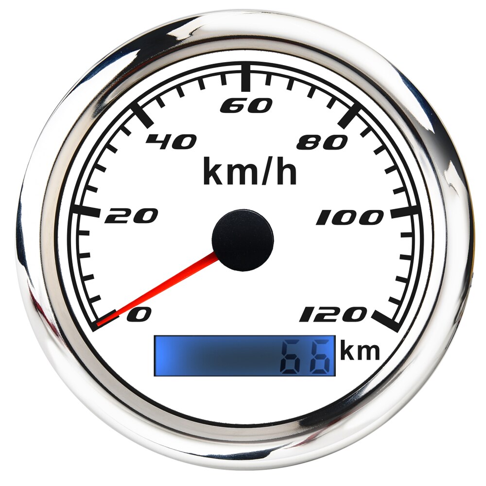 Hd 60 Km/h Gps Snelheidsmeter Kilometerteller 85Mm Gauge 120 200 Km/h Zonder Gps Antenne Voor Marine Boot Auto atv Truck Rode Backlight: white 120km