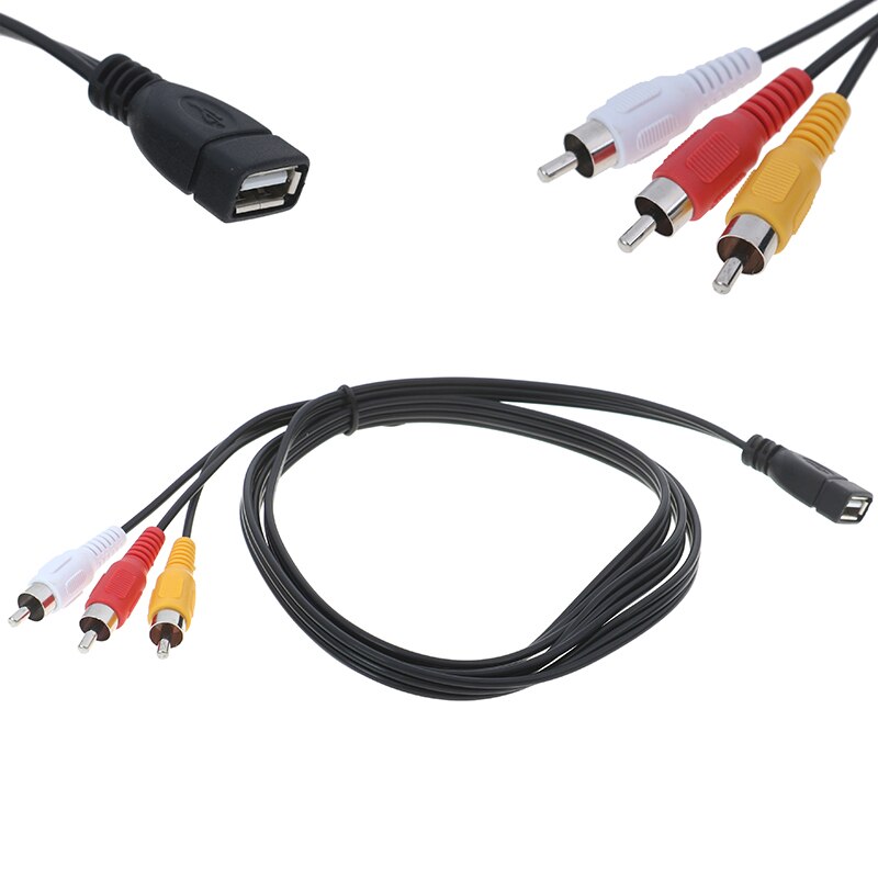 Adaptador de Vídeo A/V para videocámara, adaptador práctico de 5 pies/1,5 m USB 2,0 hembra A 3 RCA macho, ideal para equipos AV,