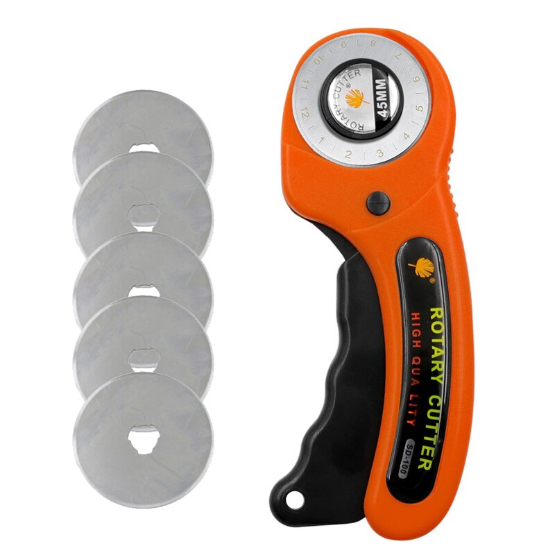 Leather Craft Rotary Cutter 45mm Leather Cutter DIY Patchwork Sewing Quilting Patchwork Hob Circular Blades Fabric Cutting Tool: Orange