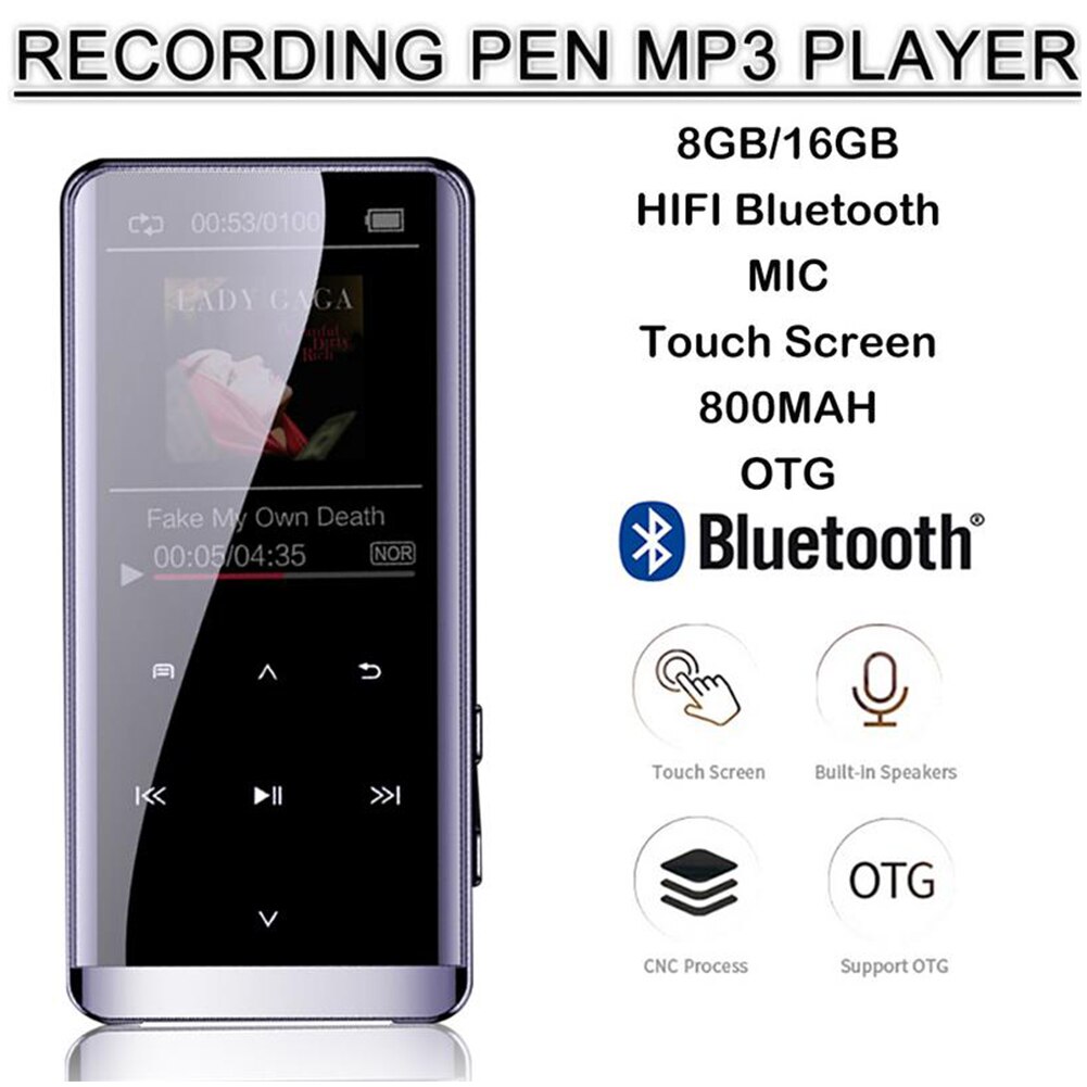 MP4 lecteur Bluetooth paroles Synchron couleur affichage musique écouter Mini multi-langue FM Radio écran tactile sans perte HIFI M13