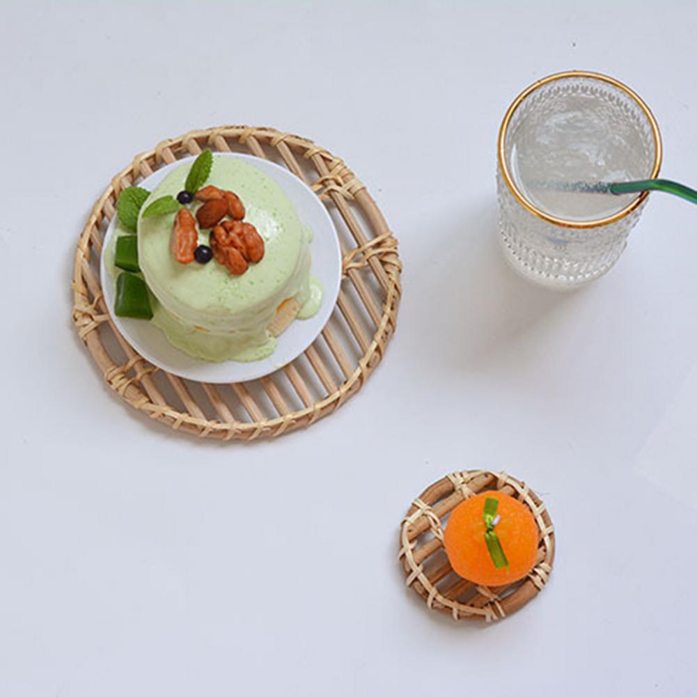 Tkane rattanowe taca przekąnarty kawa mata na stół fotografia rekwizyty Dom dekoracje kubek robić izolacji termicznej mata robić przechowywania kuchni