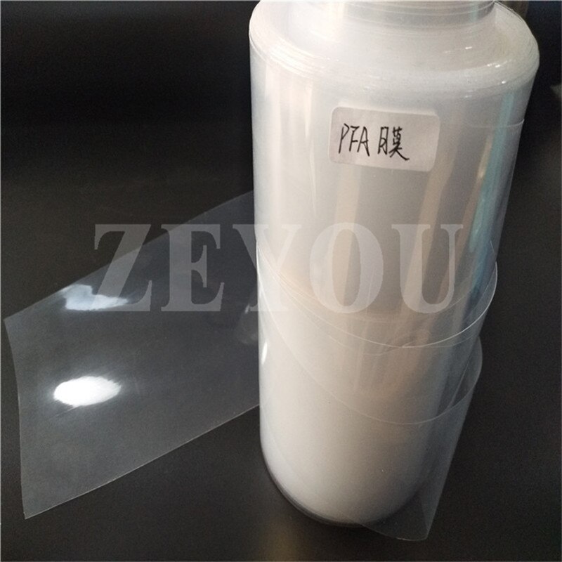 0.1mm thickness clear PFA film plastic membrane anti-high temperature 255 degree centigrade size W300*L1000mm