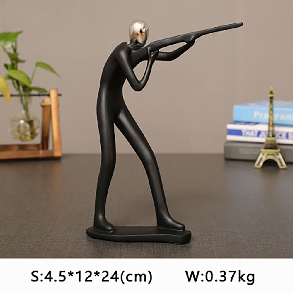 Harpiks sport mand golf cykel statue sorte figurer håndværk ornamenter enkel boligindretning vinskab dekorationer  d057: E