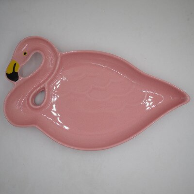 Pink Ceramic Bird Flamingo Shape Lovely Teapot/Plate: Big Yellow Mouth