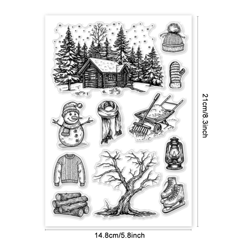 1Sheet Trees Clear Stamps for DIY Scrapbooking Crow Birds Silicone Clear Stamp Seals 15x15cm Transparent Stamps for Cards Making: LIGHT BLUE