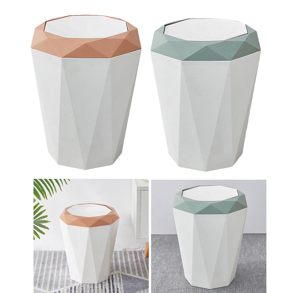 2 Pack Modern Home Waste Rubbish Garbage Bin Trash Can Dustbin Indoor Hotel