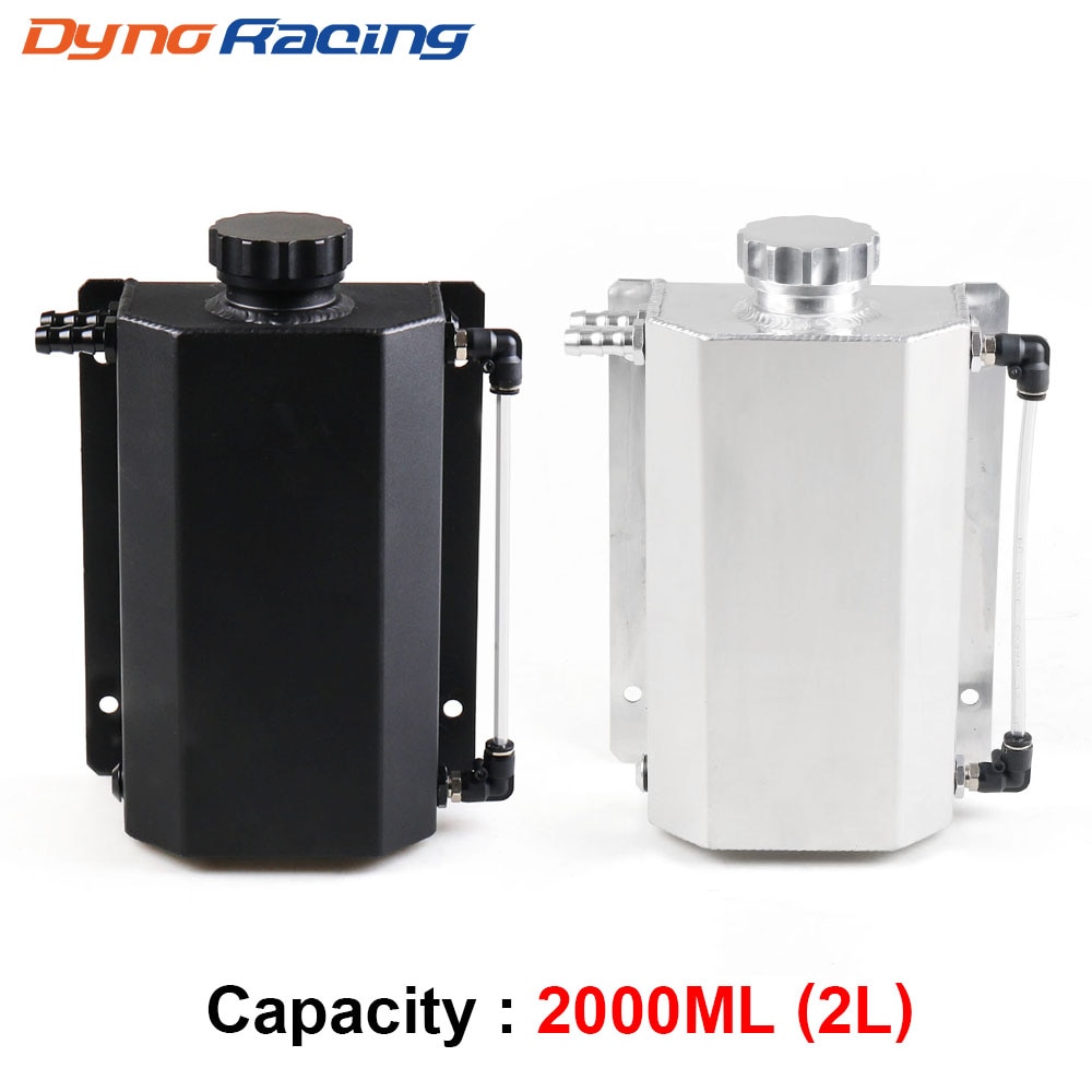 Universal 2L Alloy Engine Oil Fuel Gas Catch Can Breather Tank Bottle Coolant Radiator Overflow Tank