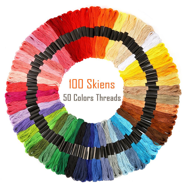 100 Strengen Draden Borduren Beginners Kit Voor Cross Stich Diy Patroon Bamboe Borduurringen E2S