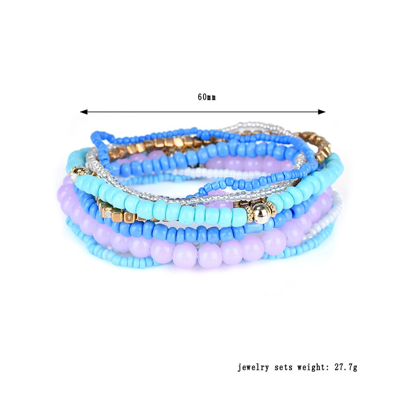 Smykker mutilayer perler armbånd & armbånd til kvinder boho elastisk farverig strand armbånd pulseras mujer femme