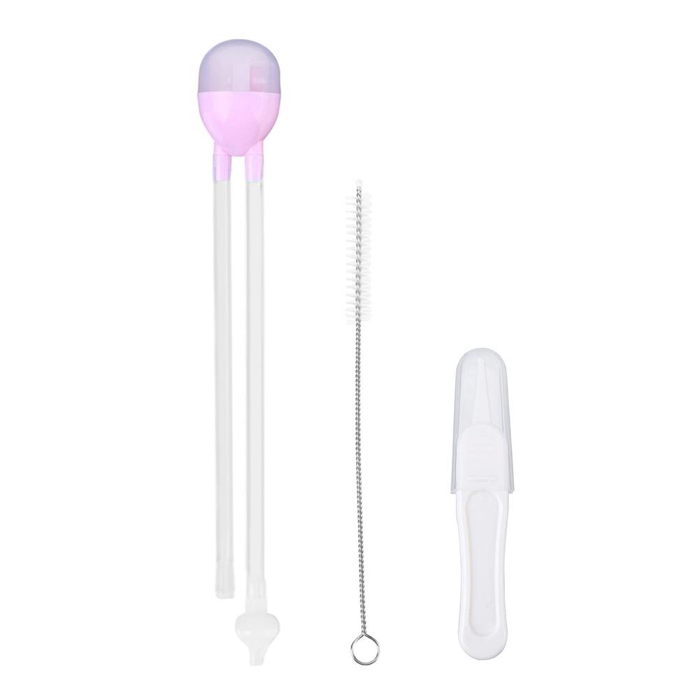 3pcs Newborn Baby Safety Nose Cleaner Kids Vacuum Suction Nasal Aspirator Set Infants Flu Protections Accessories Baby Care: Pink