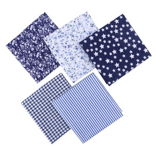 5Pcs 50cmx50cm Cotton Fabric Printed Cloth Sewing Quilting Fabrics for Patchwork Needlework DIY Handmade Material Cotton Fabric: Dark Blue